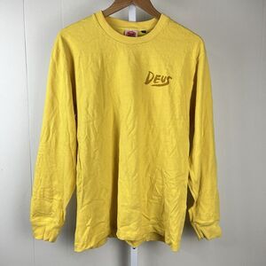 Deus Ex Machina x Paul McNeil Canggu‎ Logo Graphic LS T-Shirt Yellow Mens Medium